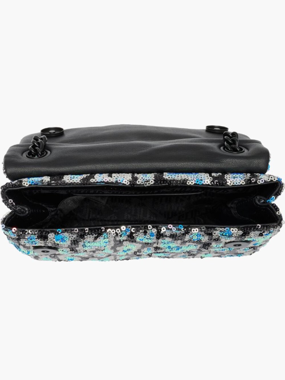 Kurt Geiger London RARE Mini Brixton Blue Leopard Sequin Chain Crossbody Bag NWT - Picture 6 of 13